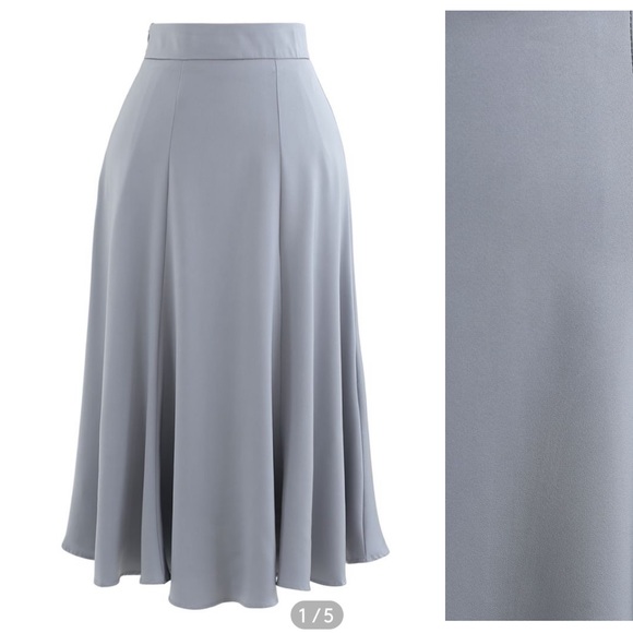 Chicwish Grey Satin Top and Skirt Set - Picture 5 of 16